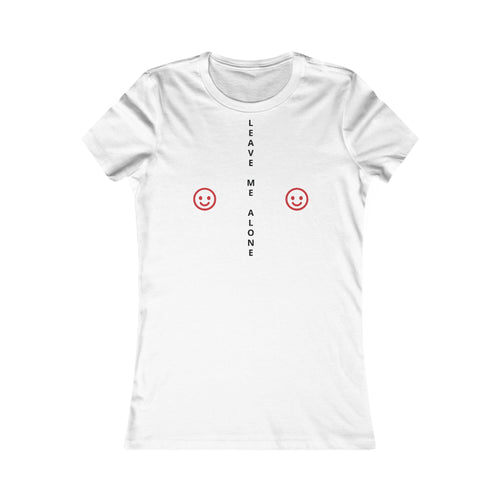 Women's Tee — "Leave Me Alone" Vertical Smile Face Graphic