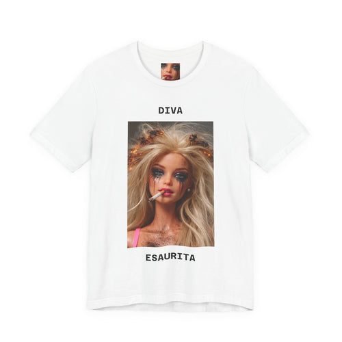 Diva Esaurita Graphic Tee — Glam Doll Portrait T‑Shirt